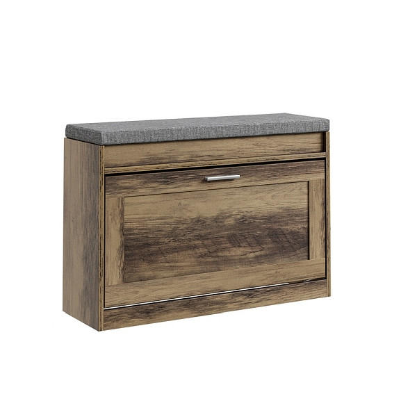 SoBuy Braune Schuhbank mit Sitzfunktion, mit zwei Schuhregalen, Kompaktes Flurregal aus Spanplatte, 75×24×53 cm, Tragkraft 123 kg, FSR218-F