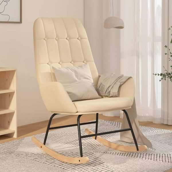 vidaXL Schaukelstuhl Creme Stoff (Polyester), Metall, 341255