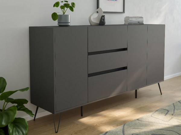 Posseik Sideboard Industrial Q 180cm 3 Schubladen 3 Türen Grafit, PN2094X0000003DE