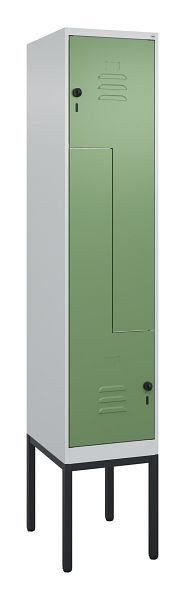 C+P Z-Spind Classic PLUS, Gestell, 2 Abteile, 2120x400x500mm, 7035/6011, Drehriegel, 0800337-122 S10006