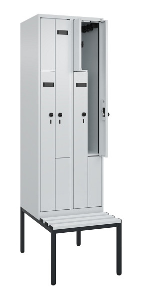 C+P Z-Spind Evolo PLUS, Bank, 4 Fächer, 2120x600x815mm, 7035/7035, Drehriegel, Sitzfläche Kunststoff, Sitzbank, 0490537-204 S10067