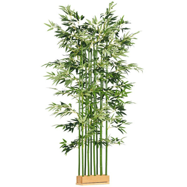 HOMCOM Künstlicher Bambus, Kunstpflanze, Dekopflanze, echtes Aussehen, pflegeleicht, für den Hausgebrauch, 180 cm hoch, Grün, 830-686V00GN