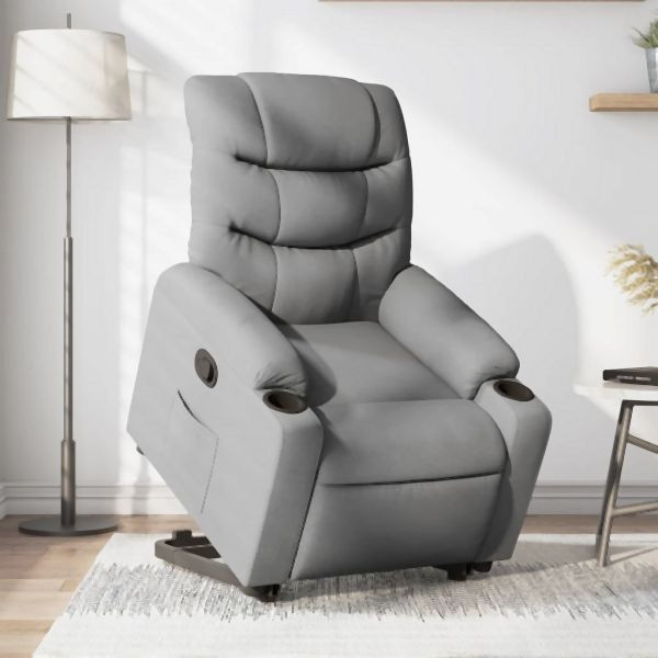 vidaXL Relaxsessel mit Aufstehhilfe Hellgrau Stoff, 3206645