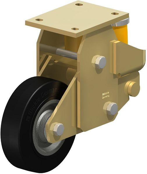 Blickle BSFE-SE 160K Stahlgeschweißte Schwerlast-Bockrolle mit Polyurethanfeder, Elastik-Vollgummi, Schwarz, 612424