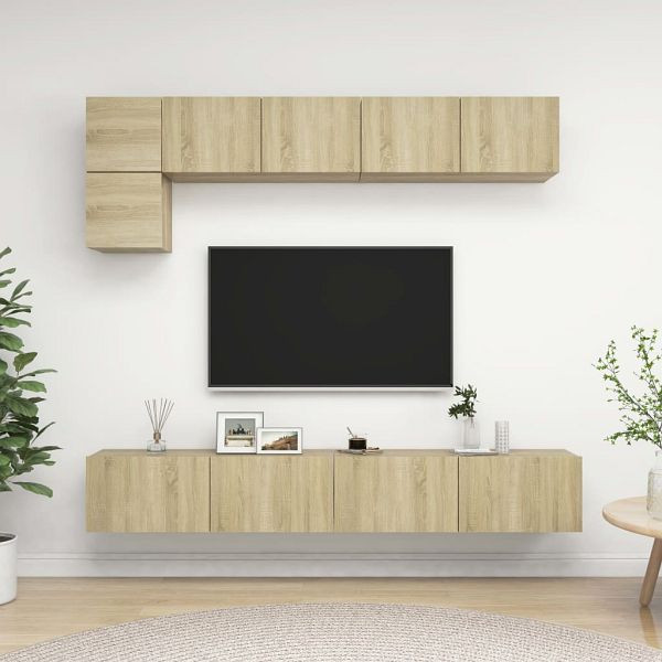 vidaXL 5-teilig TV-Schrank-Set Sonoma-Eiche Holzwerkstoff, 3079009