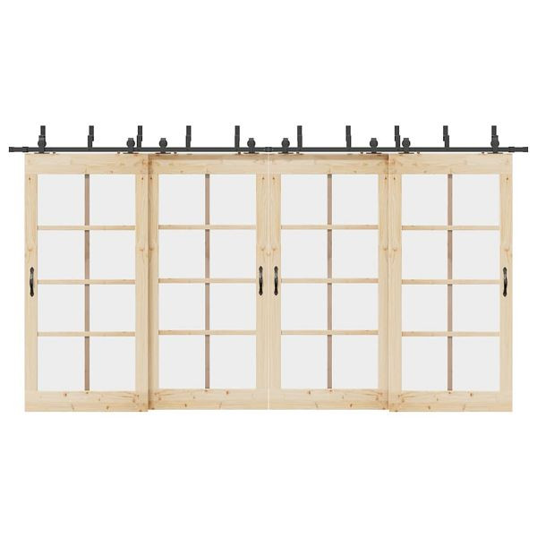 vidaXL Schiebetürbeschlag-Set 427 cm Stahl Schwarz, 3295752