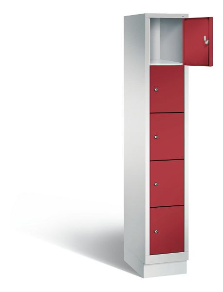 C+P Schließfachschrank Evolo, H1800xB320xT500mm, Farbe: Lichtgrau / Rubinrot, 48020-105 S10004
