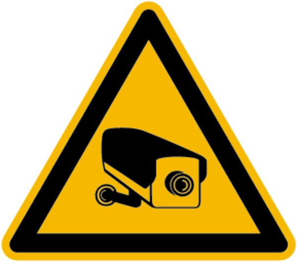 Schilder Klar Warnzeichen Warnung vor elektr. Bildüberwachung, 100 mm Folie selbstklebend, 7421/61