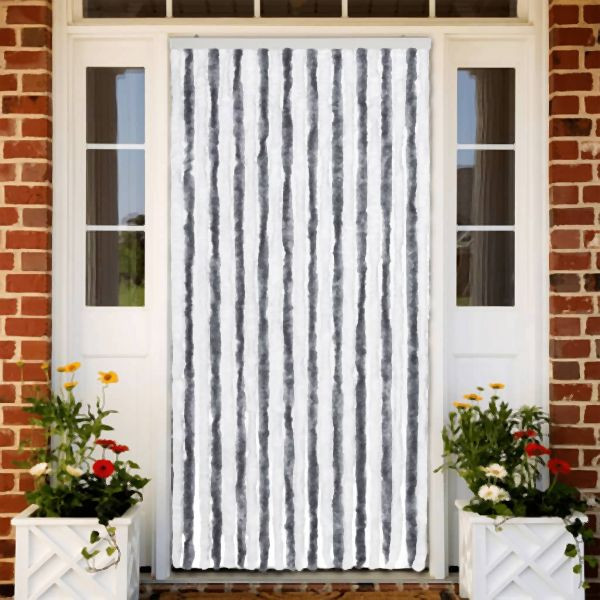 vidaXL Insektenschutz-Vorhang Grau und Weiß 90x200 cm Chenille, 315124