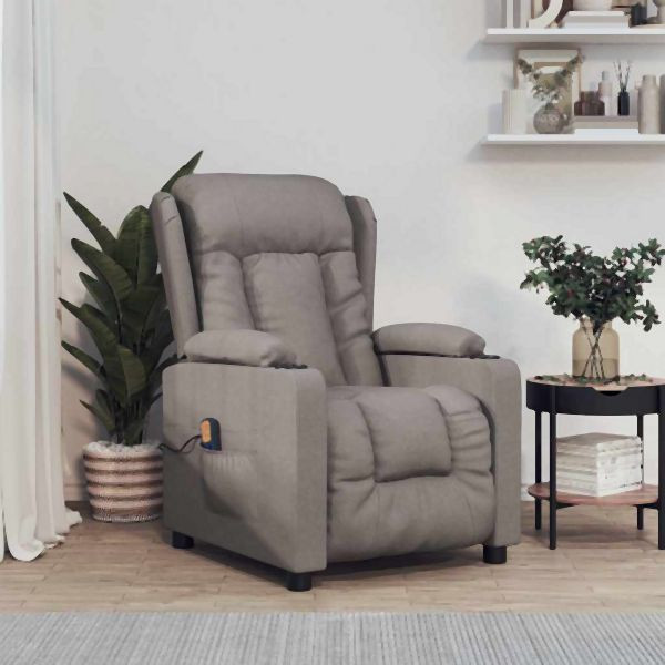vidaXL Massagesessel Taupe Stoff, bequem, Zurücklehnen, 339066