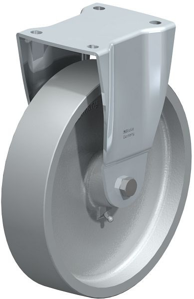 Blickle BH-G 250G Stahlblech-Bockrolle, Schwerlast-Ausführung, mit Anschraubplatte, Guss, Grau, 7963