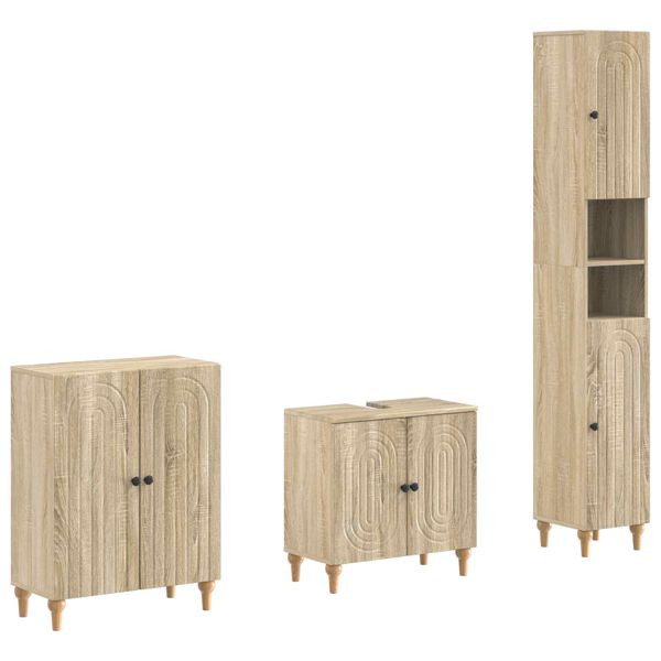 vidaXL 3-teiliges Badezimmer-Schranksystem ALKMAAR Sonoma-Eiche, 3417425
