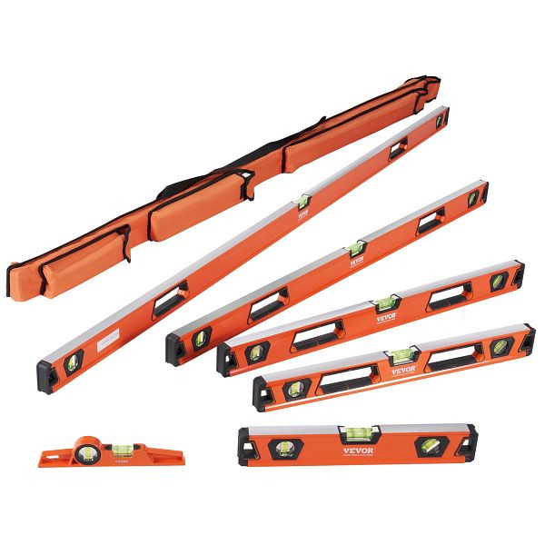 VEVOR Wasserwaage Aluminium Magnetwasserwaage 1980/1222/915/610/411/249mm 3 Libellen 45-Grad-Winkel, JXSPCLHJXLSYLRH8MV0