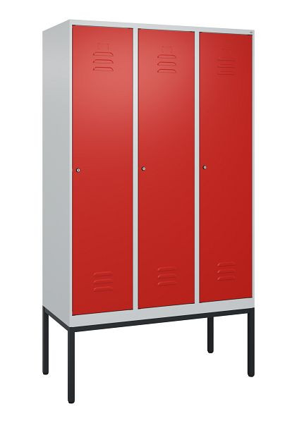 C+P Umkleidespind Classic PLUS, Gestell, 3 Abteile, 2120x1200x500mm, 7035/3020, Zylinderschlösser, 0800307-32 S10017