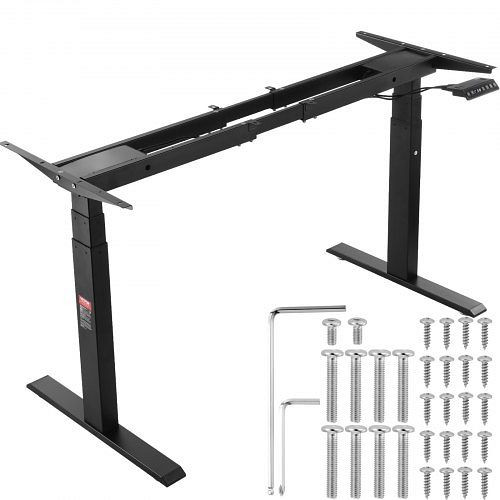 VEVOR Schreibtisch Gestell mit Doppelmotor, 65-129 cm und Länge 110-178 cm, elektrisch, 3 Positionen (nur schwarzer Rahmen), SJZDZHS641291IBWCV2
