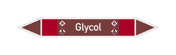 Schilder Klar Rohrleitungskennzeichen Glycol, 100x15 mm Folie selbstklebend, 101641/30
