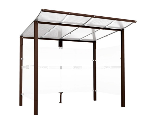 Procity Wartehalle Modulo - Mit Seitenverkleidungen, Farbe RAL 8017, Maße: Breite 2500 x Höhe 2250 x Tiefe 2000 mm, 529670.8017