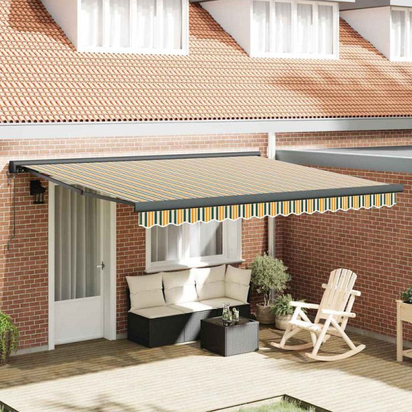 vidaXL Einziehbare Markise Grün und Weiß 400 × 350 cm Stoff, 3330844