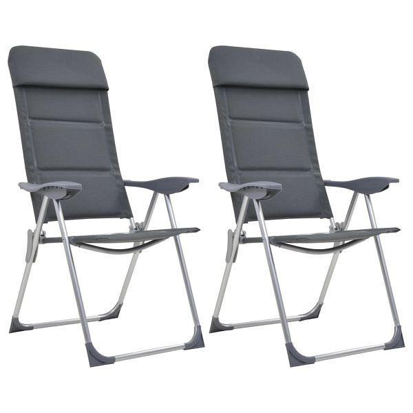 vidaXL Campingstuhl 2 Stück Grau 58 x 69 x 111 cm Aluminium, 44312