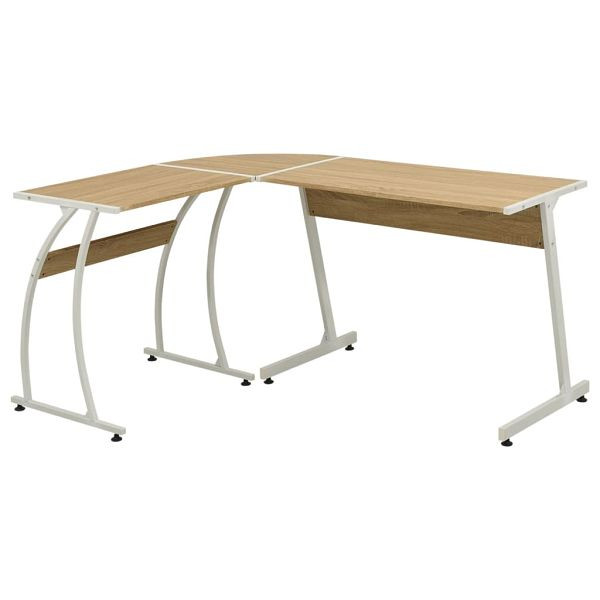 vidaXL Eckschreibtisch L-förmig Eiche, Material: Spanplatte mit PVC-Überzug + Metall, 20133
