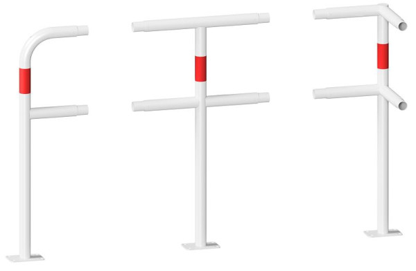 Schake Schutzgeländer Stahlrohr Ø 48 mm, Standpfosten für Dübel Befestigung, Endpfosten, feuerverzinkt und weiß beschichtet, 448_80PB