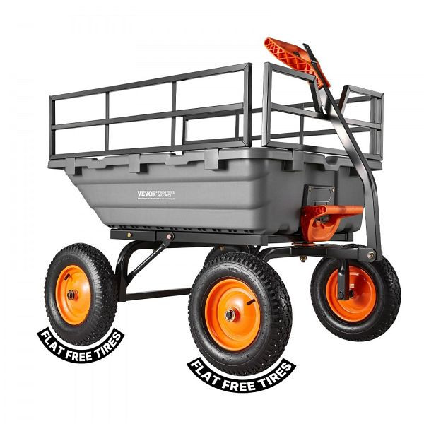 VEVOR Gartenwagen 680 kg, mit Kippfunktion & 2-in-1-Kippgriff, für Pflanzen, Erde & Erntegut, SLZXTC1500B1PGMIL001V0