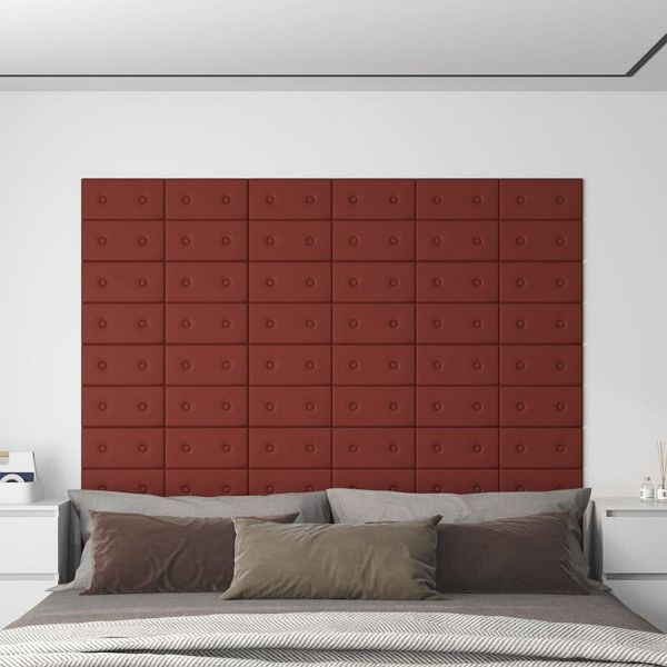 vidaXL Wandpaneele 12 Stück Weinrot 30x15 cm Kunstleder 0,54 m², 343972