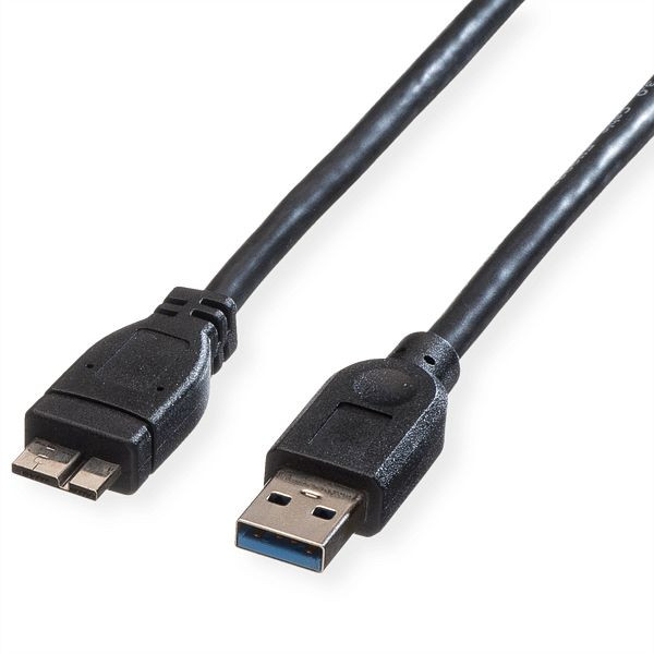 ROLINE USB 3.2 Gen 1 Kabel, A ST - Micro A ST, schwarz, 0,8 m, 11.02.8872