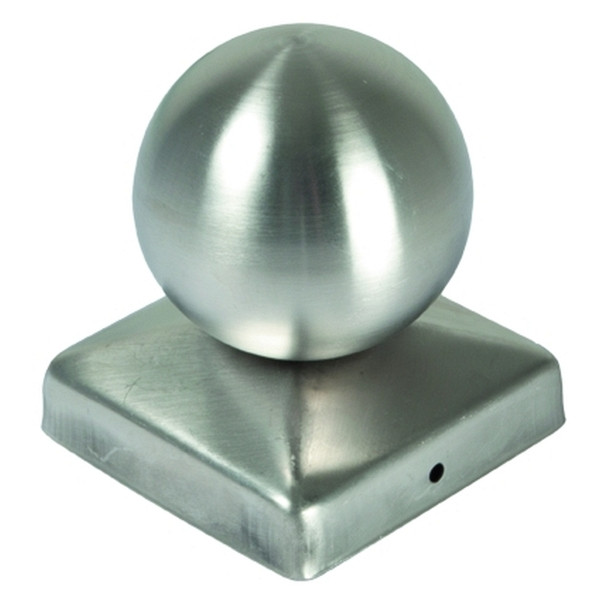 T&J Pfostenabdeckung aus Metall 9 x 9 cm, Kugel Edelstahl, 17518