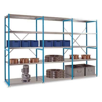 Manuflex Schweres Fachboden-Steckregal Grundregal mit 7 Stahlböden, HxBxT = 3000 x 1030 x 300 mm, RB2288