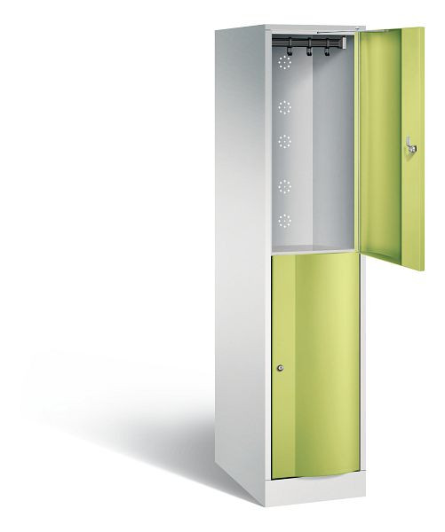 C+P Spind doppelstöckig XL Resisto, H1950xB396xT640mm, Farbe: Lichtgrau / Viridingrün, 8270-173 S10016