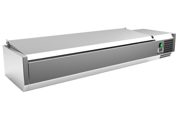 Gastro-Inox Edelstahl Aufsatzkühlung 5x GN1/3 + 1x GN 1/2 mit Deckel, 209.156
