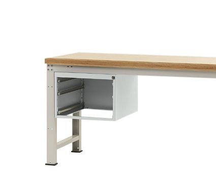 Manuflex Leergehäuse PROFI für Werkbanktische stationär, Nutzhöhe 300 mm für Werkbanktiefe 700 mm, Lichtgrau, ZB4331.7035