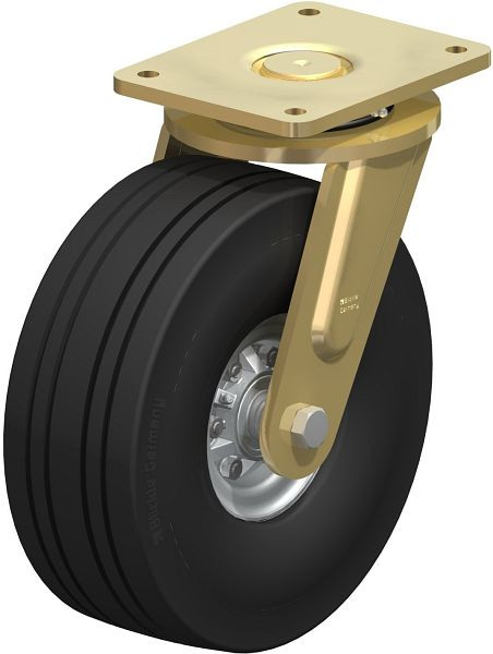 Blickle LS-VLE 307K Stahlgeschweißte Schwerlast-Lenkrolle, schwere Drehkranz-Ausführung, Super-Elastik-Vollgummi, Schwarz, 839214