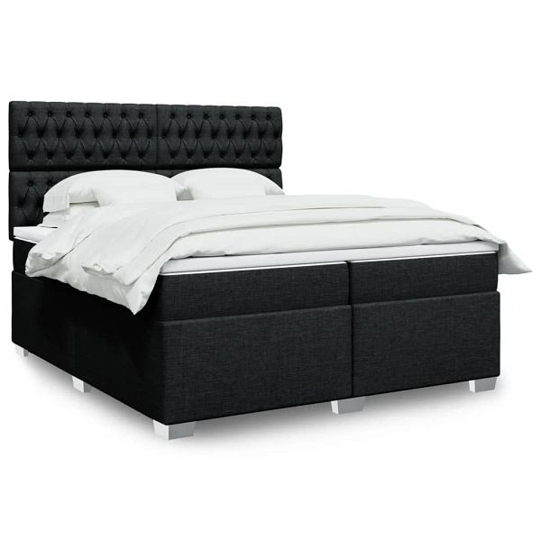 vidaXL Boxspringbett mit Matratze Schwarz 200x200 cm Stoff, 3292904
