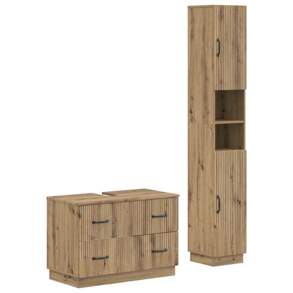 vidaXL 2-teiliges Badezimmer Schrank Set HOORN Artisan-Eiche, 3417557