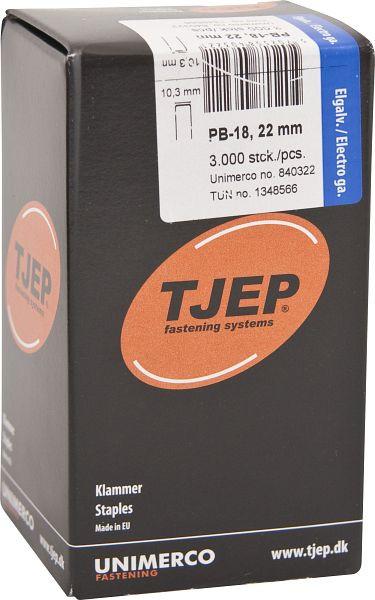 TJEP PB-18 22mm Klammer, verzinkt Box 3.000 Stück, Klammern, 840322