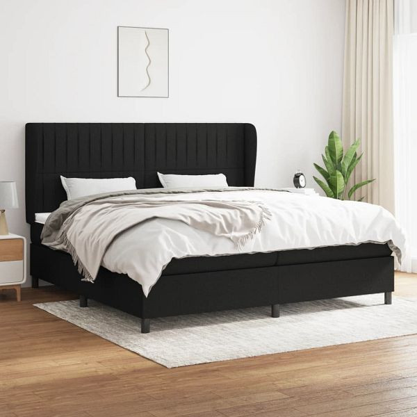 vidaXL Boxspringbett mit Matratze Schwarz 200x200 cm Stoff, 3128151