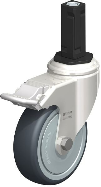 Blickle LKRXA-TPA 101KD-11-FI-FK-EXV13 Edelstahl-Apparate-Lenkrolle mit Expander & Feststeller, Thermoplastisches Gummi-Elastomer, Grau, 853171