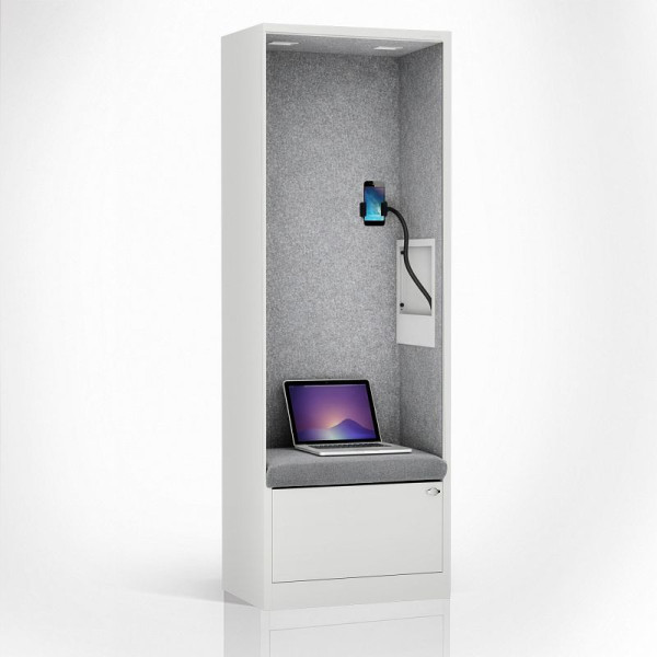 Jan Nowak Schrank mit Sitzfläche und Ruhezone SALLY MentalBox 1850 x 600 x 400 mm, Weiß, Grau, 2074