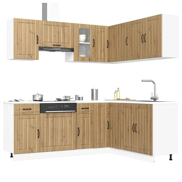 vidaXL 11-tlg. Küchenschrank-Set Lucca Artisan-Eiche Holzwerkstoff, 3314960