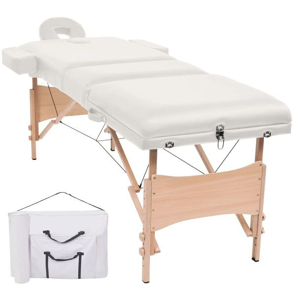 vidaXL Massageliege 3-Zonen Klappbar 10 cm Sitz Weiß, 110152