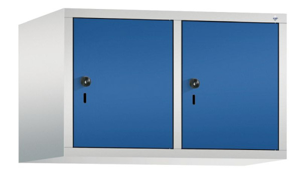 C+P Aufsatz-Garderobenschrank Evolo, 2 Abteile, H500xB810xT500 mm, Lichtgrau/Enzianblau, 48090-22 S10012