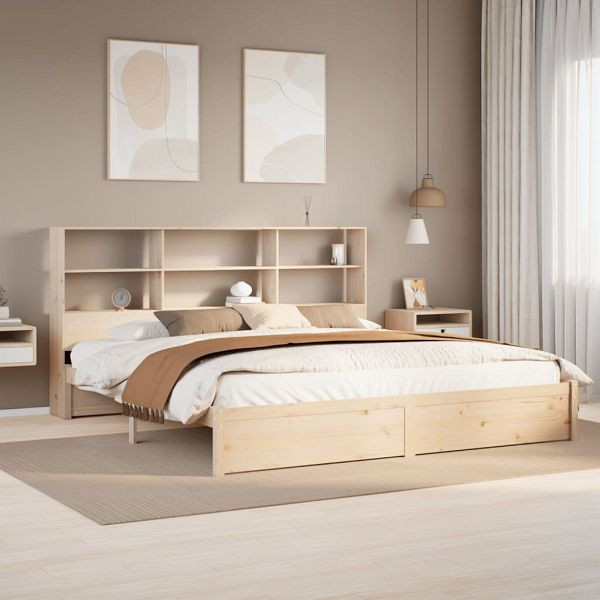 vidaXL Massivholzbett mit Regal ohne Matratze 180x200 cm Kiefer, 3322399