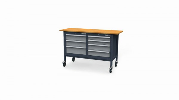 Simplaflex Mobile Kastenwerkbank, mit 2 Gehäuse, mit 7 Schubladen rechts und links, B x T x H 1500 x 600 x 960 mm, CL6634MKW15