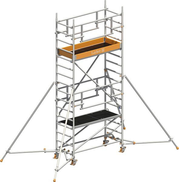 Layher Gerüst Uni Leicht P2 SAFETY PLUS mit Doppelgeländer und Gerüststützen, Max. Plattformhöhe: 3,10 m, 1423223
