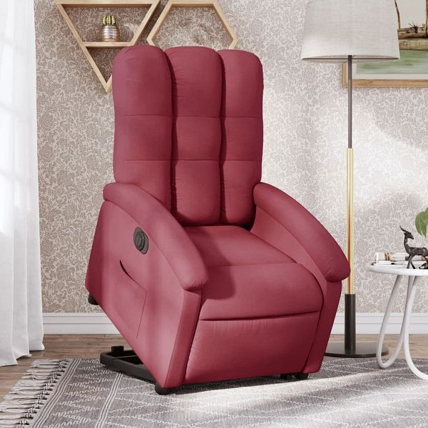 vidaXL Relaxsessel mit Aufstehhilfe Elektrisch Weinrot Stoff, 3204119