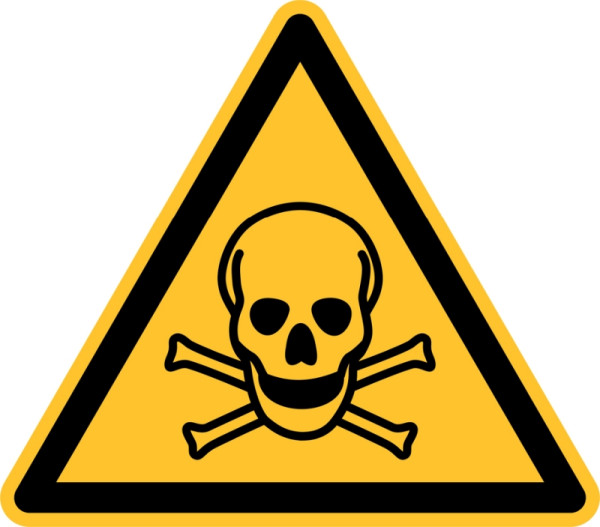 Eichner Warnschild "Warnung vor tödlicher Gefahr", Seitenlänge 10 cm, PVC-Folie, selbstklebend für Innen- und Außenbereiche, 9225-12110-010