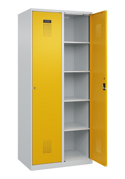 C+P Wäsche-Spind Evolo PLUS, 2 Abteile, 1850x800x500mm, 7035/1004, Verschluss Zylinderschloss, Ablageböden 8, 049000-22B S10027