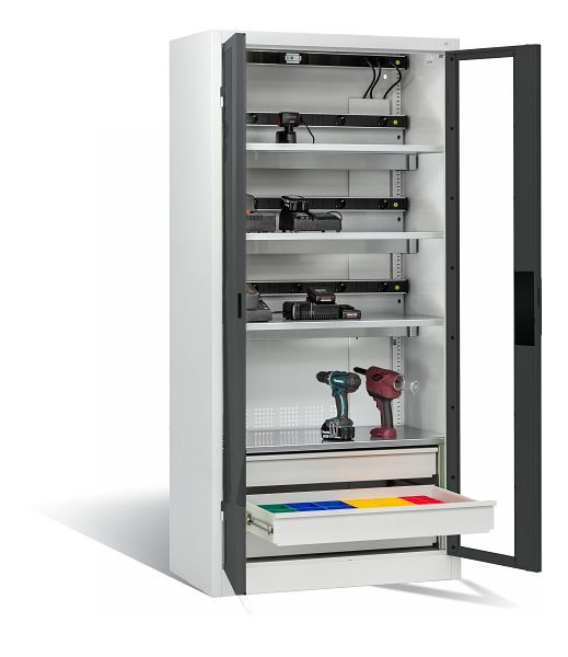 C+P Akkuladeschrank Comfort, H1950xB930xT500 mm, Lichtgrau/Anthrazit, 8921-055E3 S10015